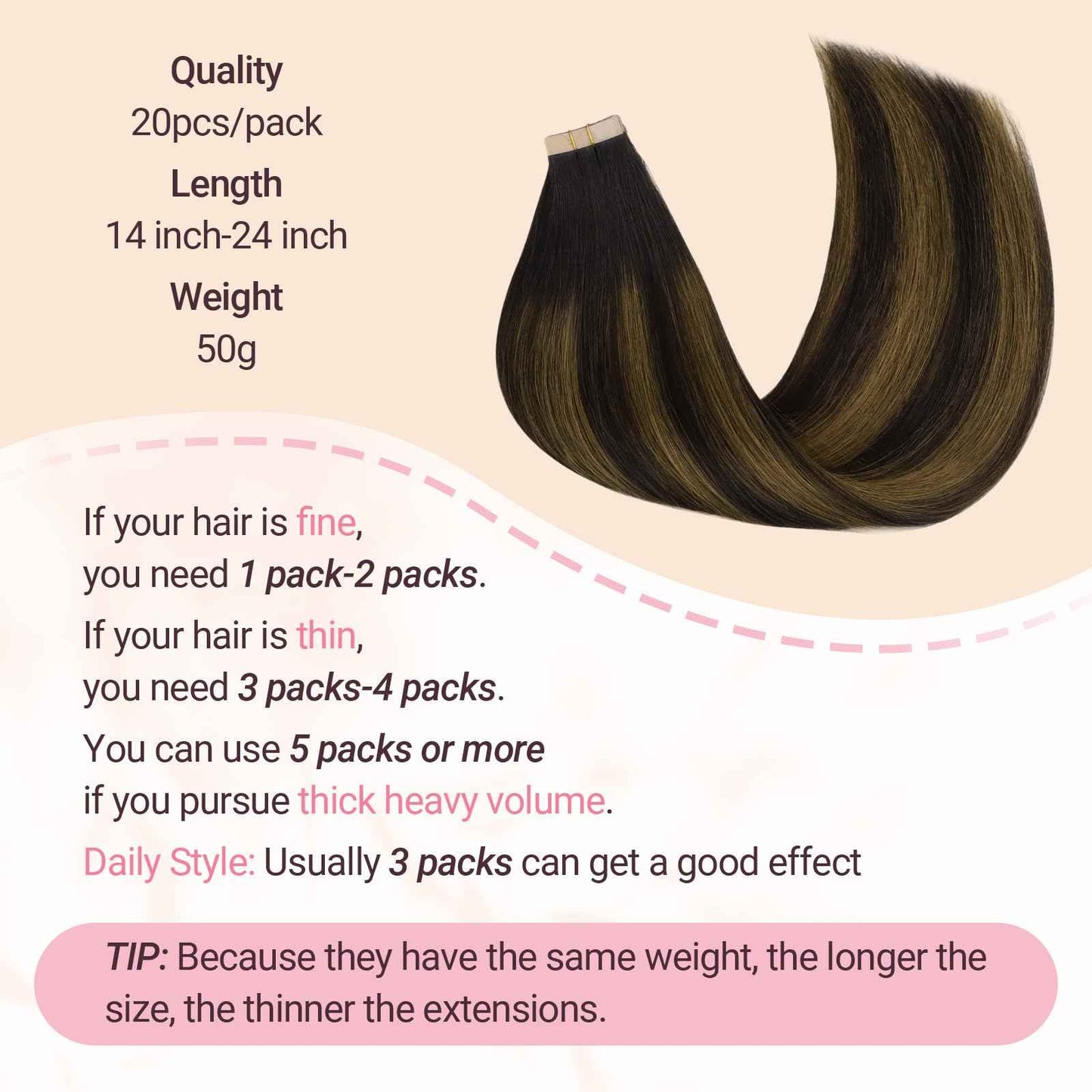 MAXITA Tape in Hair Extensions Human Hair 16 inch 50g 20pcs Balayage Dark Brown to Chestnut Brown Real Human Hair Extensions Real Remy Seamless Straight Hair Extensions for Women