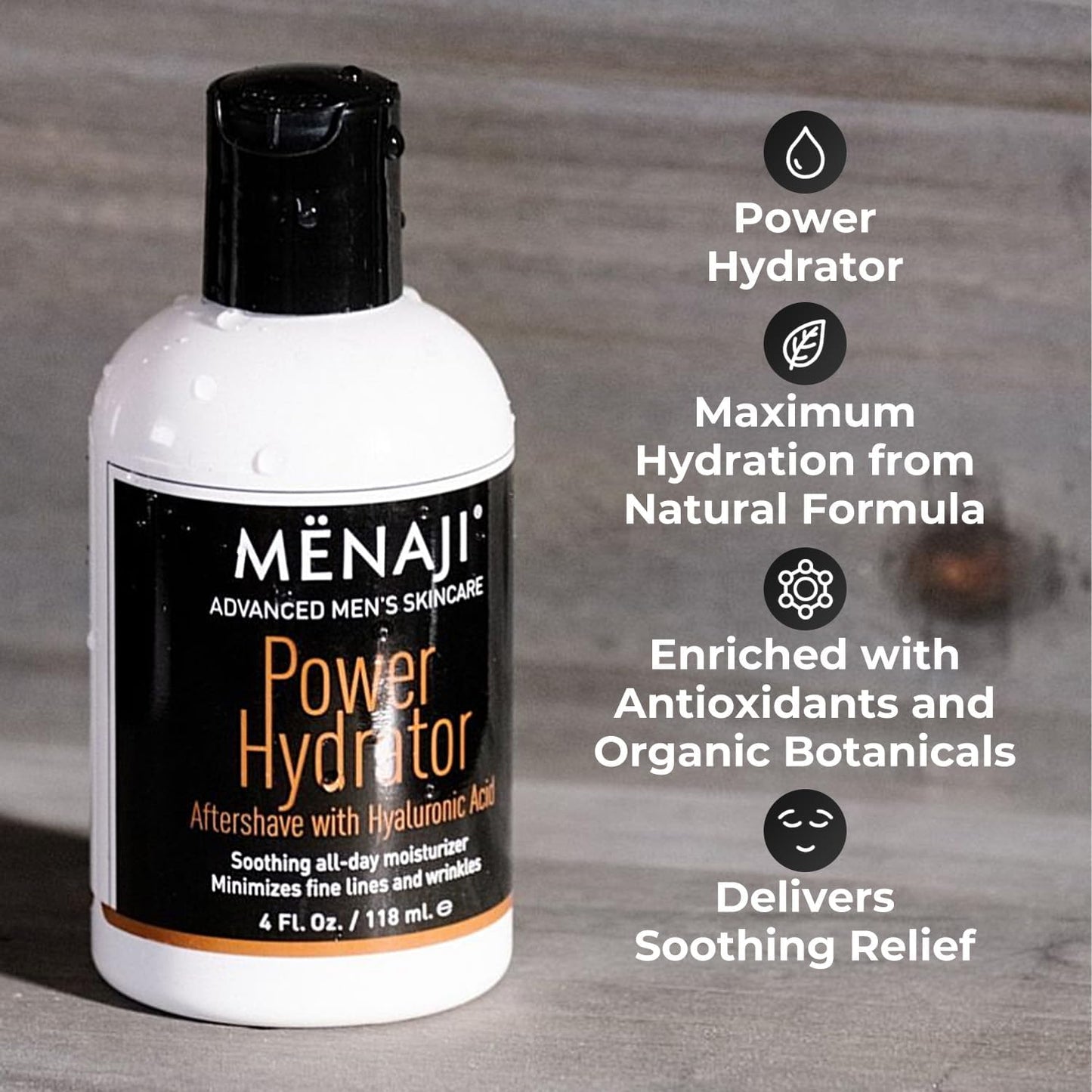 MËNAJI Power Hydrator Aftershave - Razor Burn Relief - Mens Aftershave - Razor Bump & Ingrown Hair Treatment - After Shave Lotion - Mens Face Care - Hyaluronic Acid - Stocking Stuffer for Men