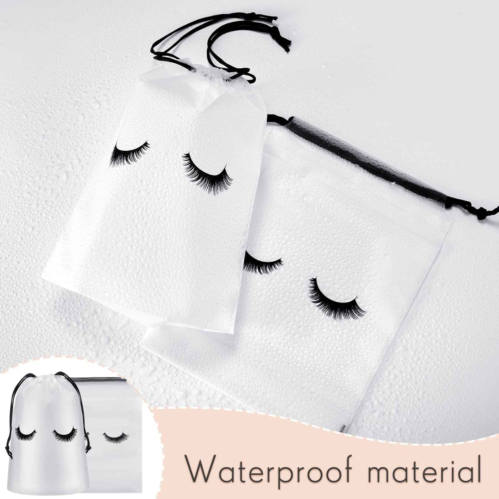 Shappy 50 Pcs Eyelash Aftercare Bags Eyelash Aftercare Plastic Makeup Bags with Drawstring Beauty Gift Cosmetic Sample Pouch for Women Girls Business Supplies(6 x 8 Inches,White)