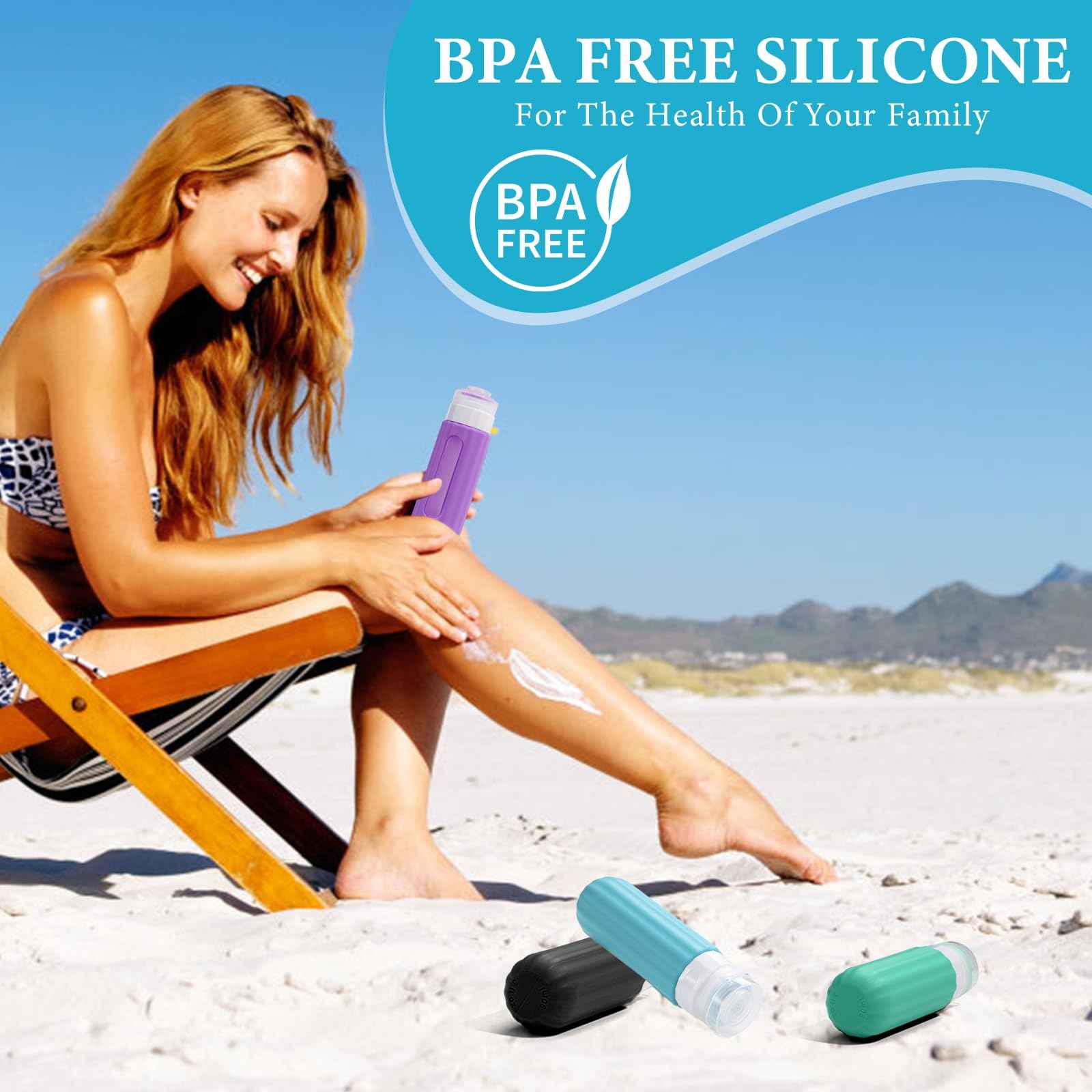 LofyJoy Reusable Silicone Travel Bottles for Toiletries TSA Approved, Leak Proof Travel Size Bottles Refillable Travel Containers for Shampoo Conditioner Mini Bottles 3 oz