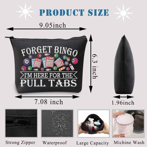 BDPWSS Bingo Makeup Bag - Themed Zipper Pouch for Pull Tabs Game, Gift for Gambling Lovers