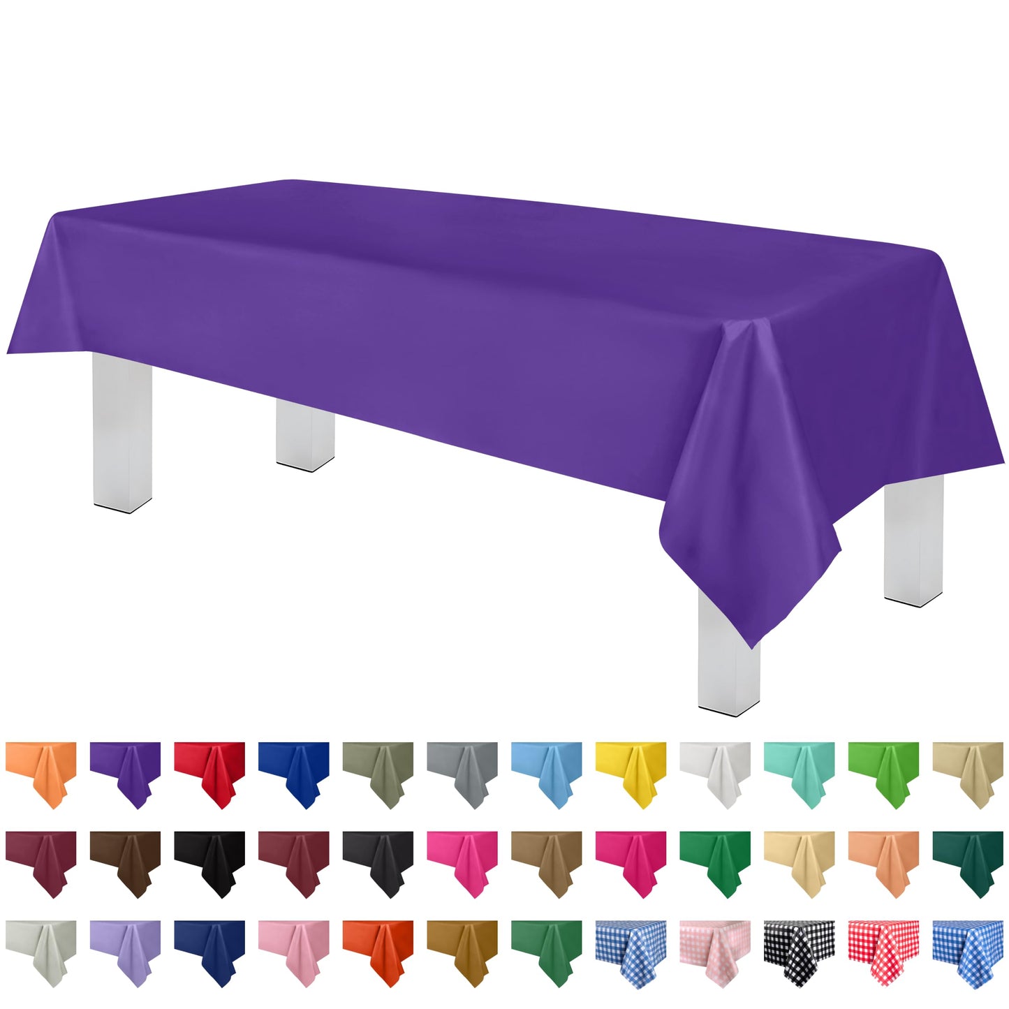 Grandipity Purple 12 Pack Premium Disposable Plastic Tablecloth 54 Inch. x 108 Inch. Decorative Rectangle Table Cover