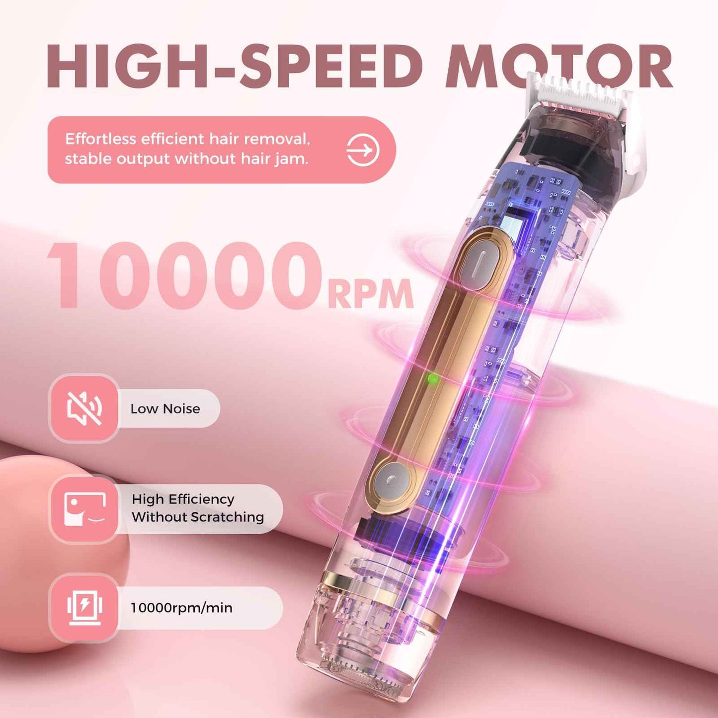 Bikini Trimmer for Women, 2-in-1 Painless Electric Razor for Body and Pubic Hair, IPX7 Waterproof Shaver with Dual Heads - Rechargeable Lady Trimmer for Bikini, Underarm, and Leg (Coral Purple)