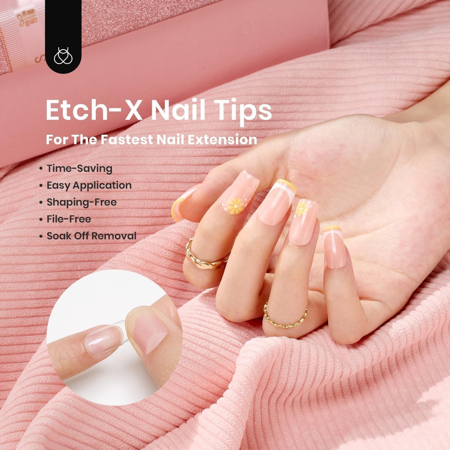 Beetles Nail Tips Etch X Gel Nail Tips 504Pcs Pre Filed Half Matte Short Square Full Cover Nail Tips False Fake Clear Acrylic Press on Nails for DIY Nail Extension and Salon Use