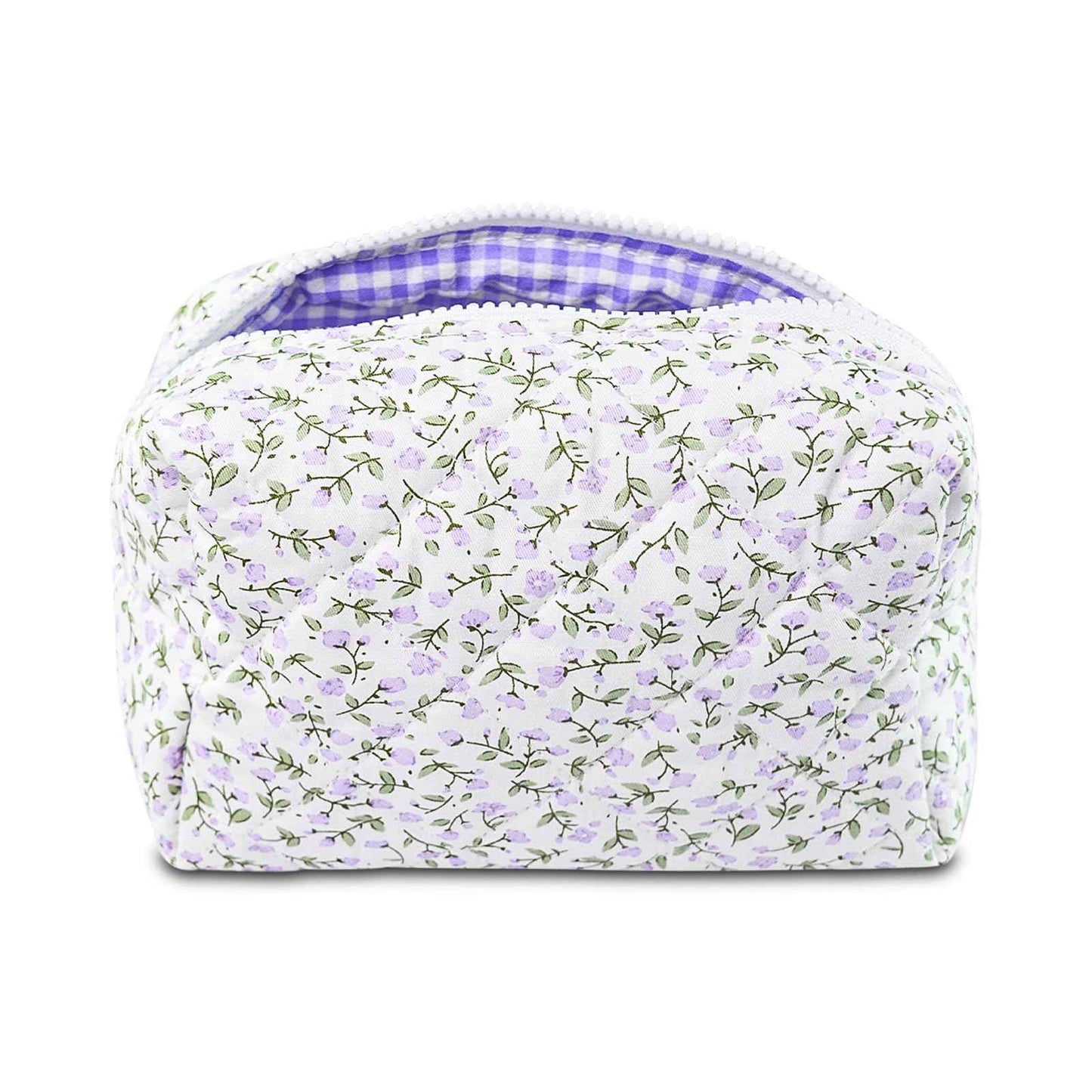 Quilted Makeup Bag Floral Cotton Make up Bag Puffy Coquette Makeup pouch Aesthetic Cute Travel Toiletry Bag for Women Girls