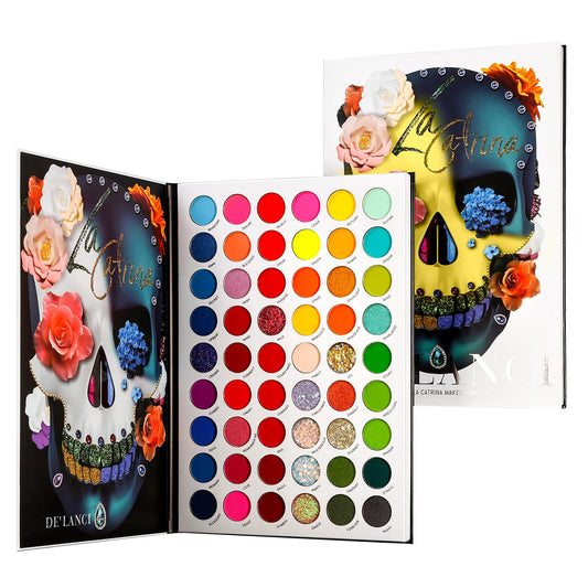 Afflano La Catrina Makeup Pallet Colorful Eyeshadow Palette 54 Color, Large Rainbow Eye Shadow Highly Pigmented, Bright Neon Aurora Glow Color for Women Girl Halloween Christmas Candy Grinch Makeup