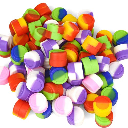 240 Pcs 2 ml Silicone Wax Containers Non-stick Silicone Wax Containers Multi Use Storage Jars Oil Concentrate Bottles for Home Kitchen Travel, Randomly mix colors，Non-stick Jars