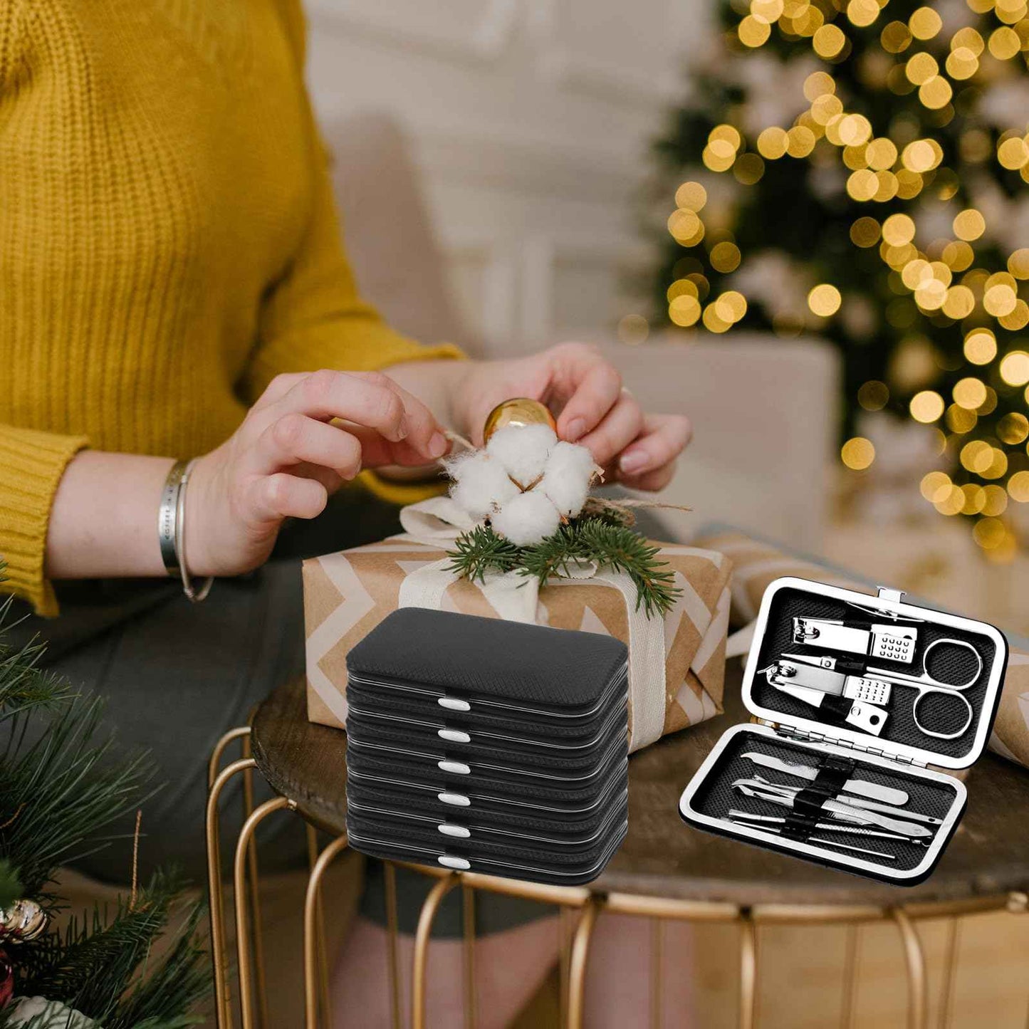 12pack Manicure Set in Bulk, Nail Clippers Kit Stainless Steel Fingernail Clippers Set, Sturdy Nail Tip Cutter Trimmers Professional Grooming Toenail Clippers Personal Pedicure Kits (8-in-1, Black)