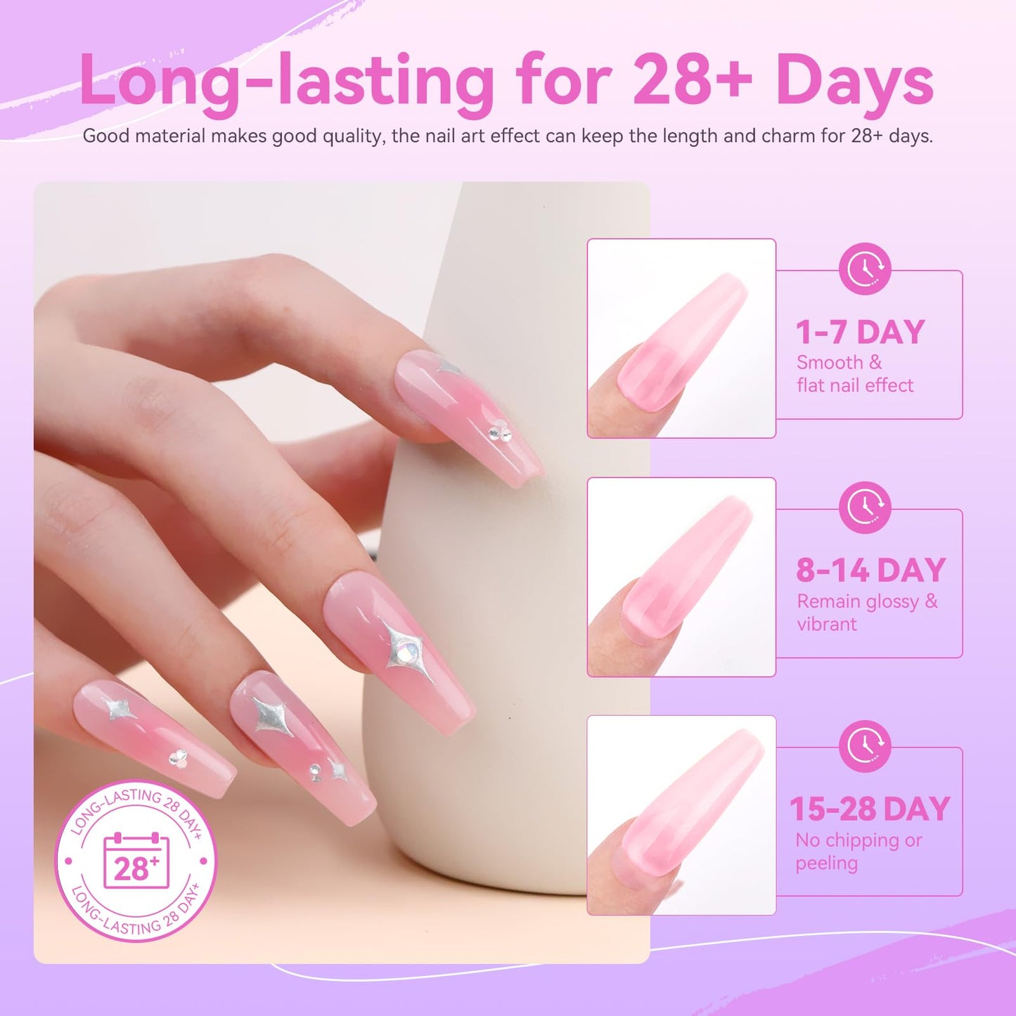 Vrenmol Poly Gel Nail Kit Starter Kit: 6 Colors Pink Purple Poly Extensions Gel Kit Builders Hard Gel Long-Lasting Manicure Kit Nail Lamp Fast Cure No Lifting Beginner Set