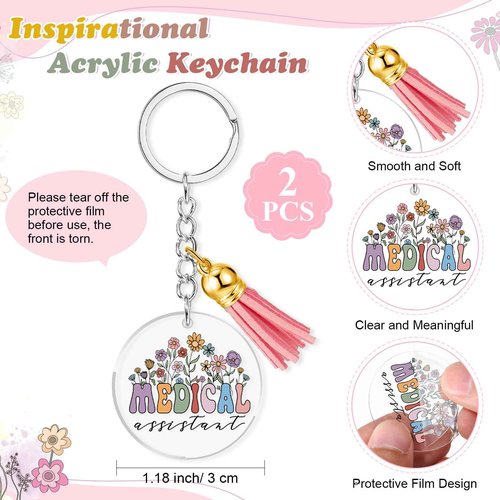 Sieral 6 Pcs Medical Gift for Women Tote Canvas Bag Makeup Cosmetic Bag Motivational Keychain Medical Assistant Pharmacist Appreciation Favor