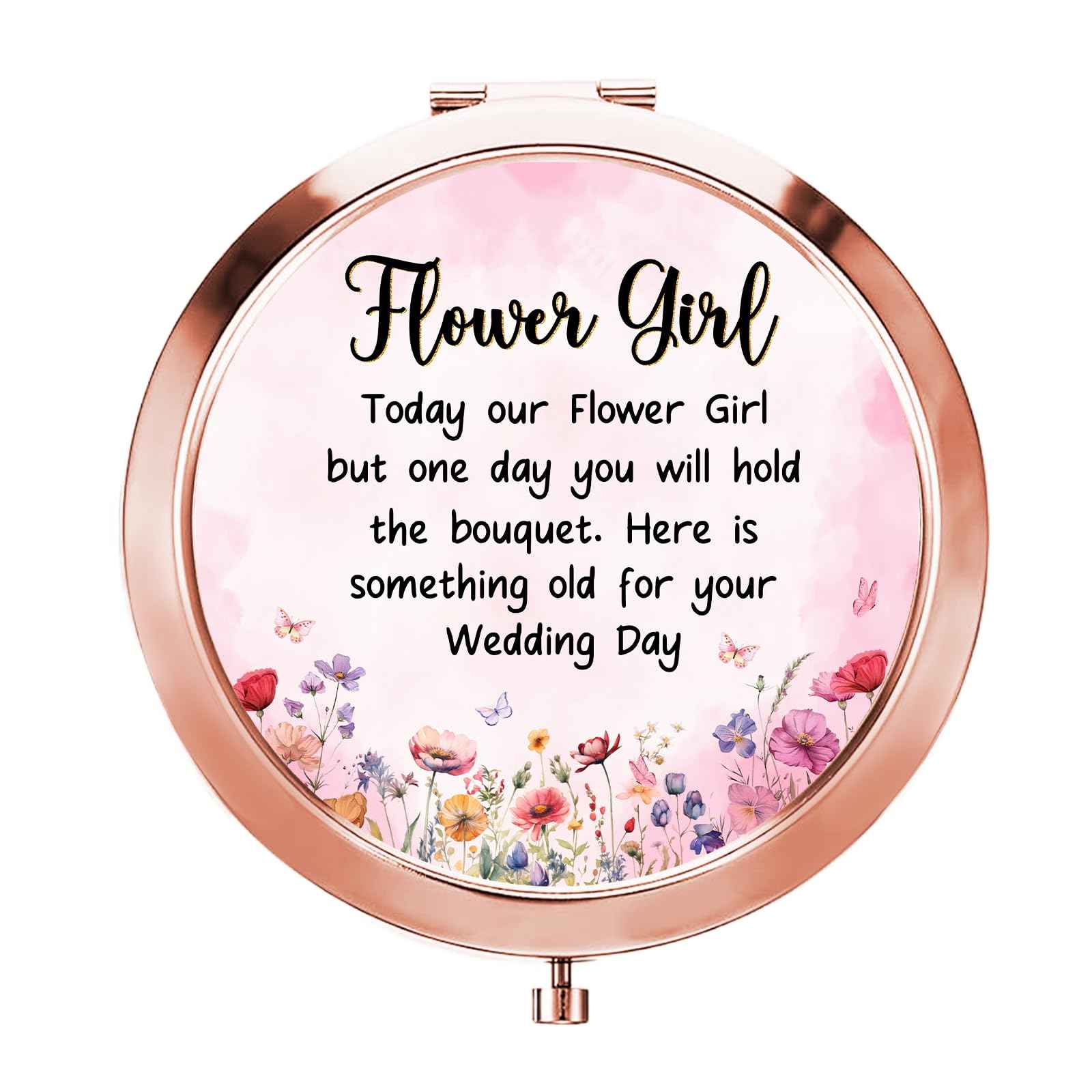 GAOLZIUY Flowers Girl Compact Mirror Proposal Gifts, Flower Girl Gift Makeup Mirror from Bride, Bridesmaid Gifts for Girls On Wedding Party