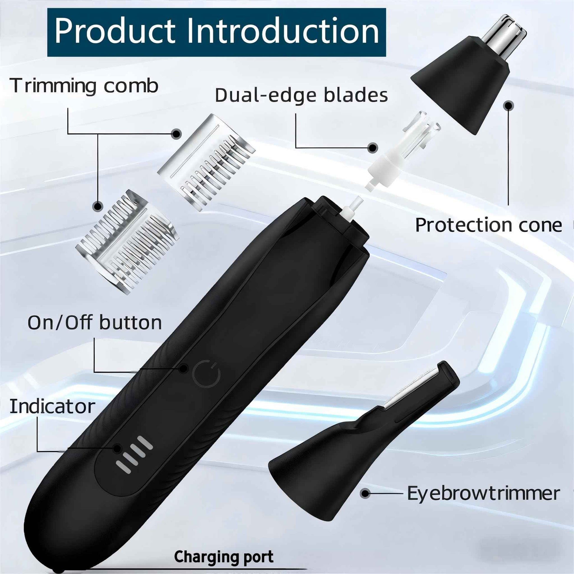 VBXBKC Ear and Nose Hair Trimmer for Men, 2025 Professional Painless USB Rechargeable Eyebrow & Facial Electric Hair Trimmer for Men Women, Powerful Motor, Dual Edge Blades (Black-UC01)