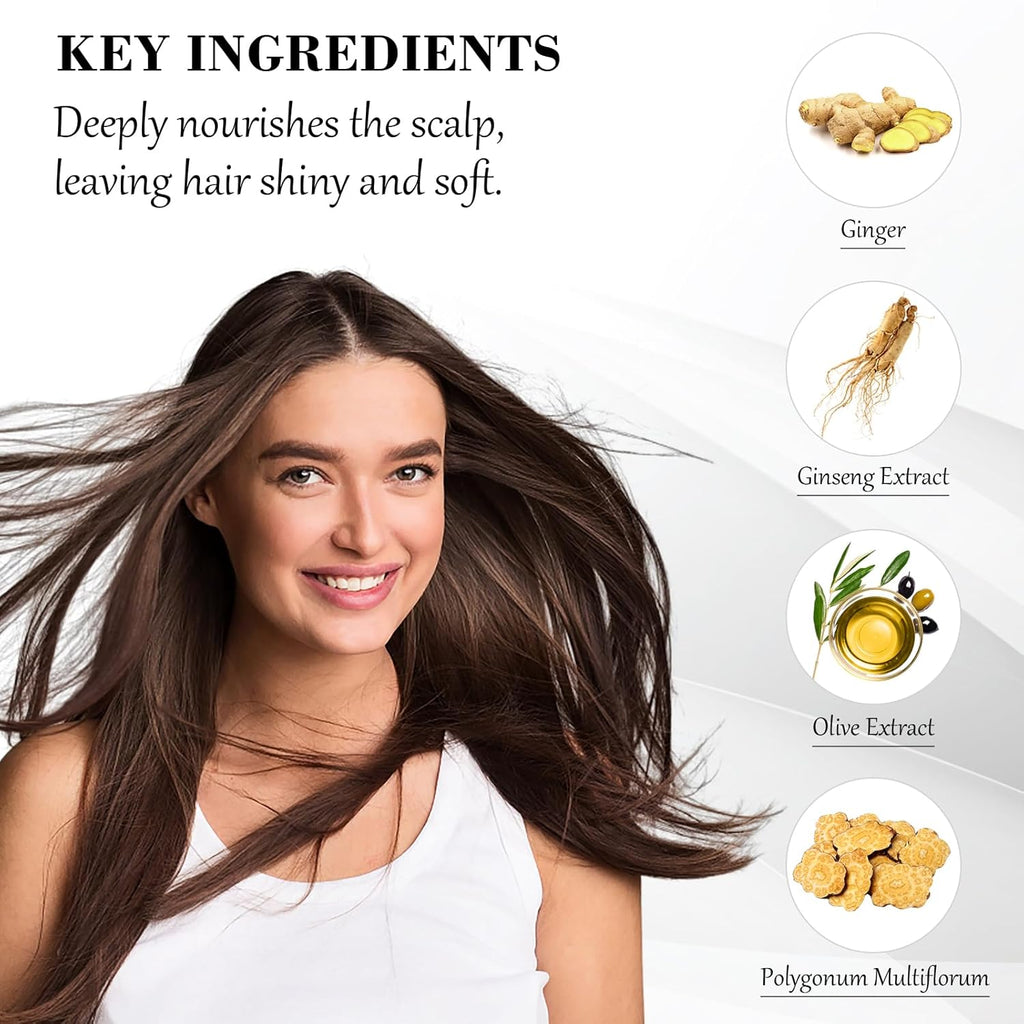 Black Hair Dye Shampoo 3 in 1, Hair Color Shampoo for Cover Grey Hair, Herbal Ingredient for Men and Women (Black)