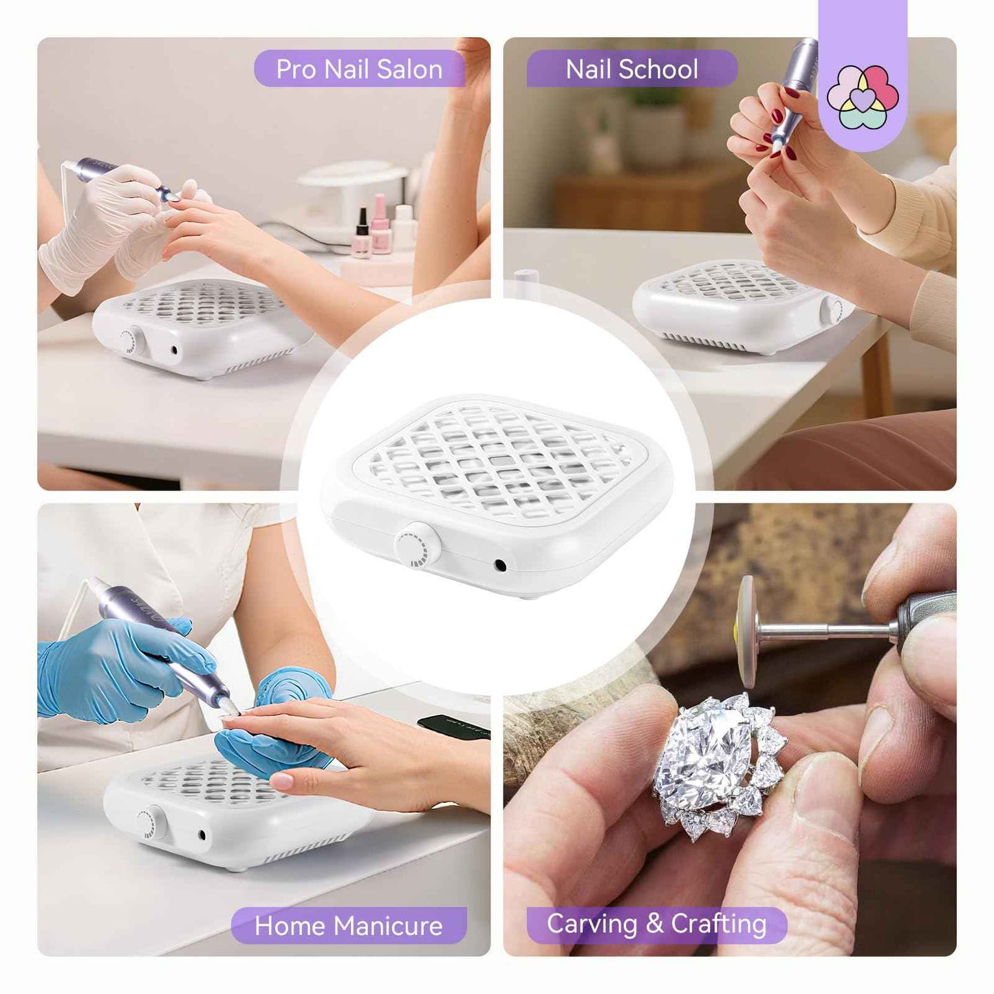 SAVILAND Nail Dust Collector:1000PA Dust Collector 5X Stronger Acrylic Dust Collector Nail Tech & Powerful Suction Nail Vacuum Dust Collector for Nail Tool 6000 RPM Nail Tech Must Have for Home Use