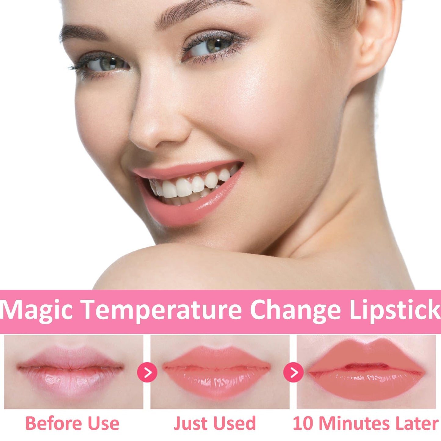 1 Pack Crystal Flower Jelly Lipstick,Magic Color Changing Lipstick,PH Clear Temperature Color Changing Lip Gloss,Lip Balm,Long Lasting Nourishing Moisturizing Lip Stick Set H01