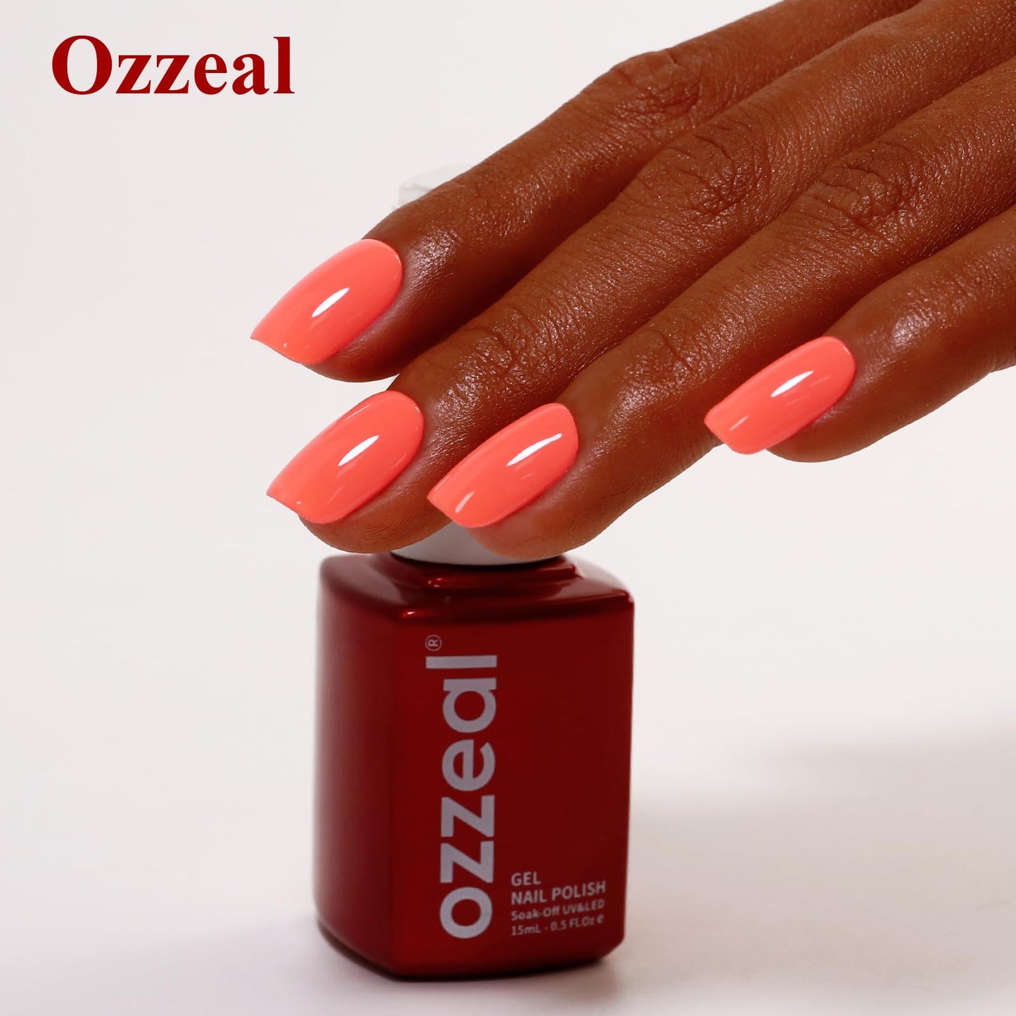 Ozzeal Gel Polish, 0.5 Fl Oz Bright Coral Orange Gel Nail Polish Spring Summer Soak off LED UV Gel Nail Polish Art Starter Manicure Salon DIY Nail Gel Polish