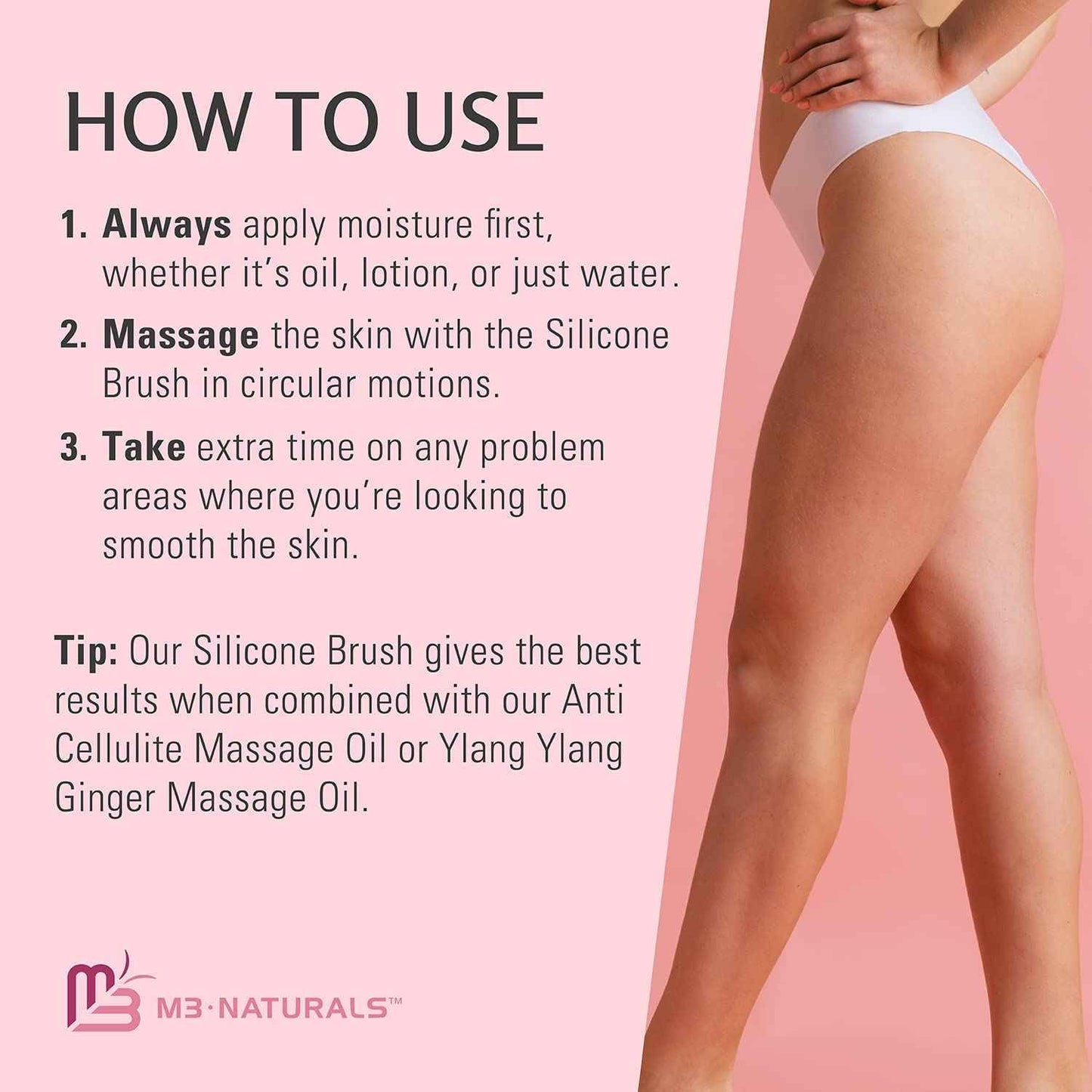 M3 Naturals Arabica Coffee Body Scrub with Collagen & Stem Cell and Silicone Brush Bundle