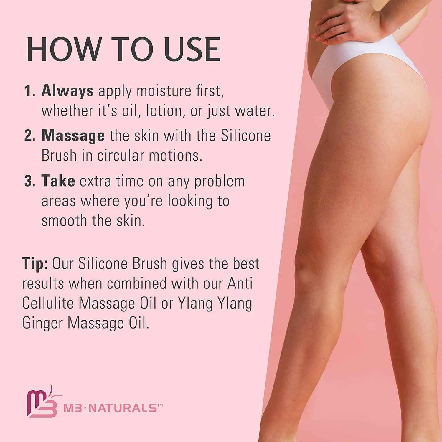 M3 Naturals Arabica Coffee Body Scrub with Collagen & Stem Cell and Silicone Brush Bundle