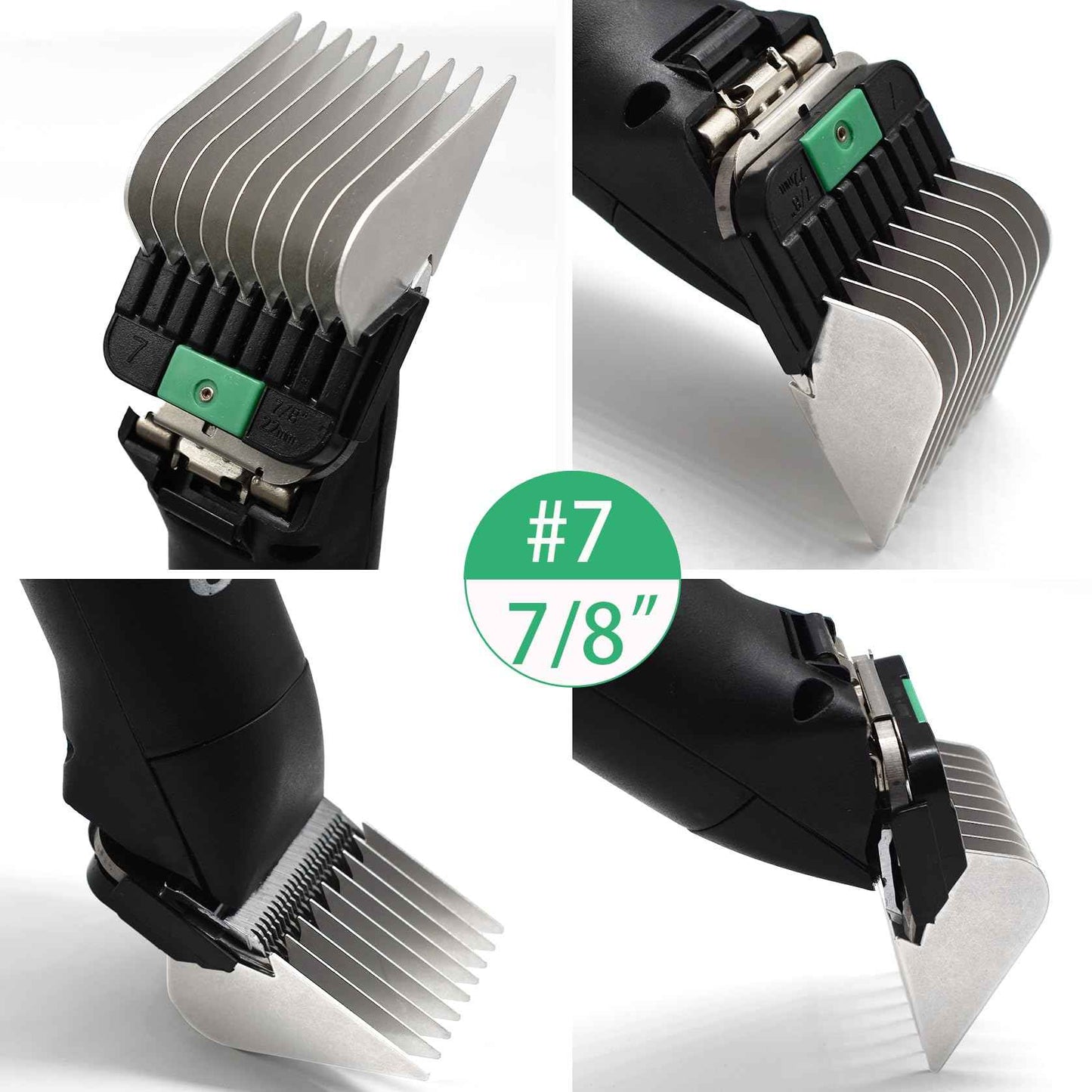 4 Pieces Animal Stainless Steel Attachment Guide Guard Combs for A5 Style Detachable Blade Pet Groomers, 5/8", 3/4", 7/8", 1" Compatible with Wahl KM Series Andis AG BG Oster A5 A6 Animal Clippers