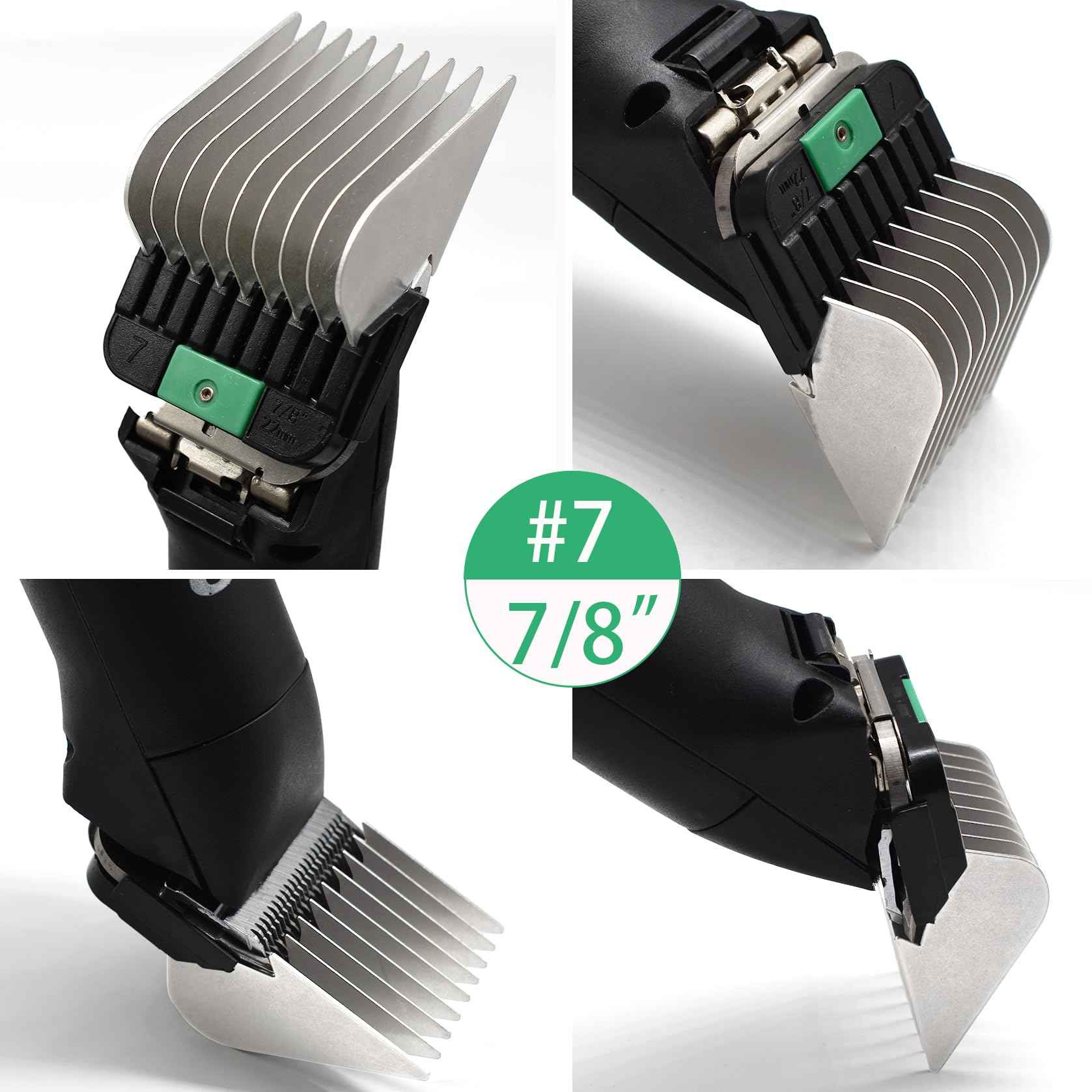 4 Pieces Animal Stainless Steel Attachment Guide Guard Combs for A5 Style Detachable Blade Pet Groomers, 5/8", 3/4", 7/8", 1" Compatible with Wahl KM Series Andis AG BG Oster A5 A6 Animal Clippers