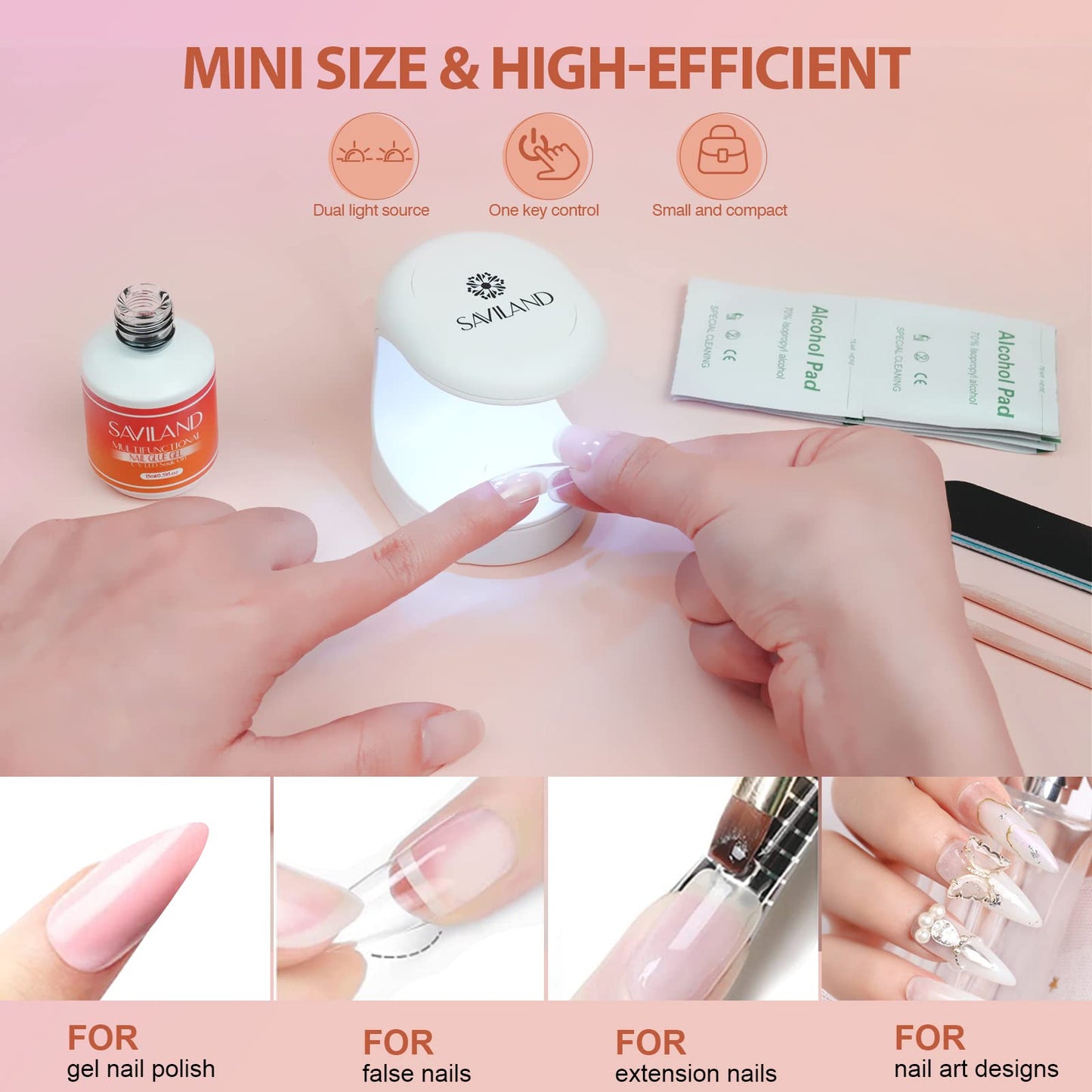 SAVILAND Gel X Nail Glue Nail Primer and Dehydrator - 15ml Natural Acid-Free Primer Dehydrator for Gel Nails Gel Nail Glue Nail Prep for Press Ons 6-in-1 Nail Glue for Nail Extension DIY Nail Art