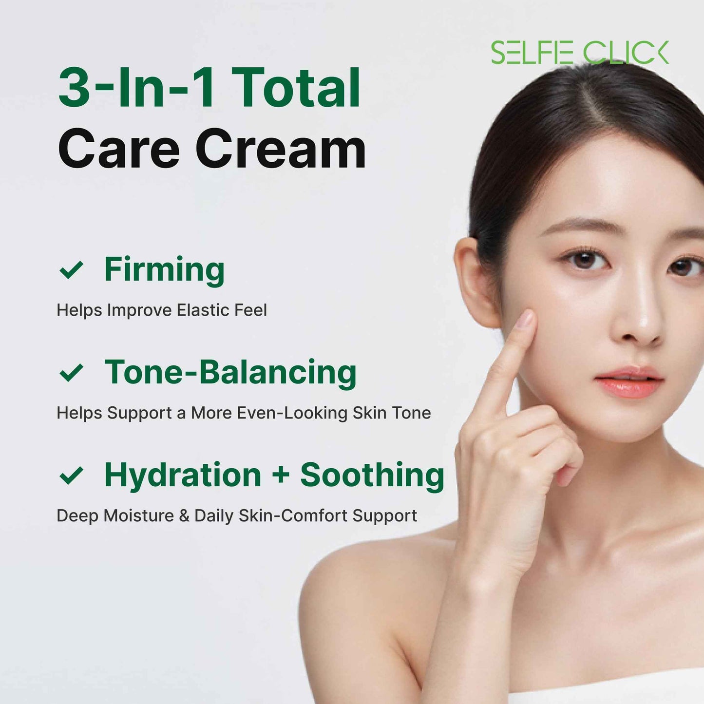 SELFIE CLICK Dual Core Deep Collagen Cream, Niacinamide, Ceramide & Hydrolyzed Collagen for Glowing & Lifted Skin, Hydrating & Firming Moisturizer, Korean Skin Care (1.01 Fl Oz / 30ml)
