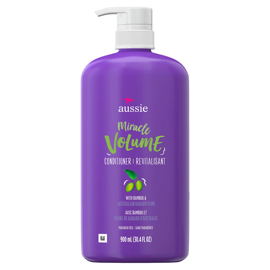 Aussie Miracle Volume Conditioner with Plum & Bamboo for Fine Hair, 30.4 Fluid Ounce (Pack of 4)