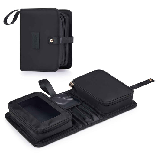 Travel Makeup Bag for Women for Cosmetics, Brushes, and Toiletries, Compact and Portable Makeup Organizer, Large Capacity Storage Cosmetic bag for Business, Vacation, or Weekend Traveling (Black)