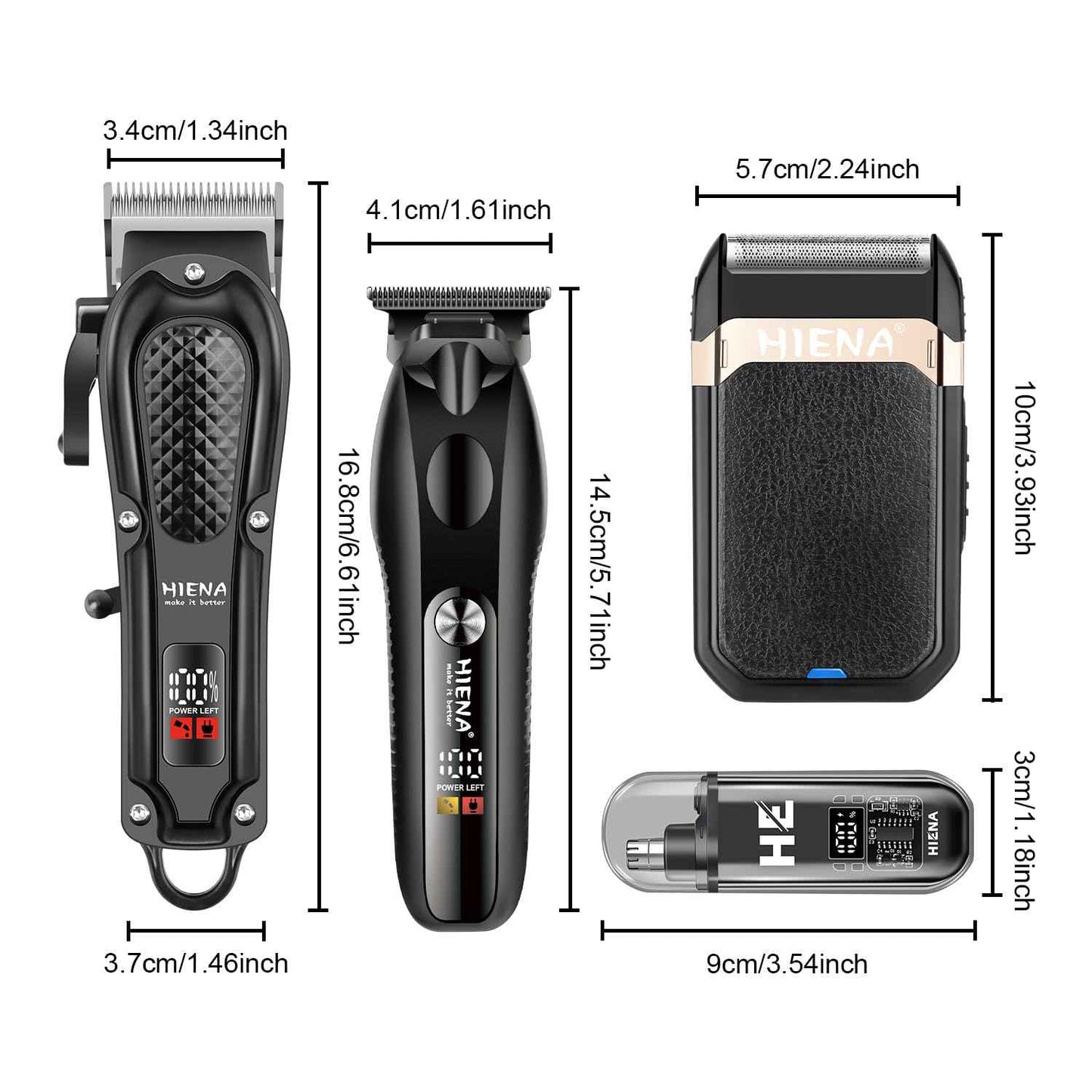 HIENA PRO Hair Clippers for Men Professional, Cordless Barber Clipper & T-Blade Beard/Hair Trimmer Set, Electric Razor Foil Shaver Nose Trimmer Barber Kit, Men's Hair Cutting Kit (212 Set)