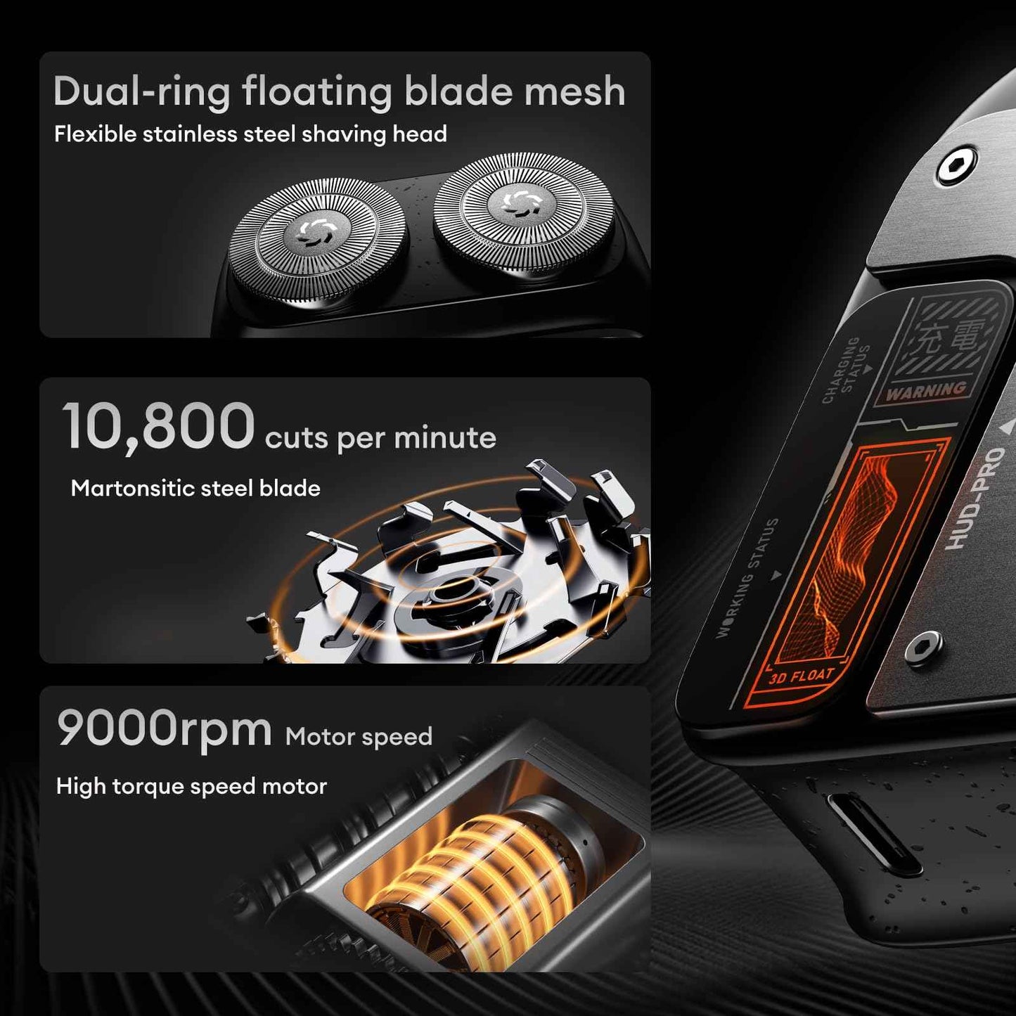 PAXA Mini Electric Shaver for Men,9000Rpm Electric Razor for Men,Magnetic Dual-Head Rotary Pocket Shaver IPX7 Waterproof Wet & Dry for Shaving Face,USB-C Rechargeable for Home,Car,Travel(Gray)