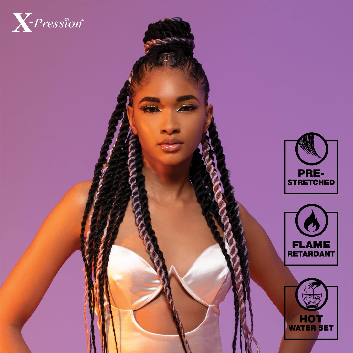 Sensationnel Xpression prestretched braiding hair - 3x xpression 58-inch kanekalon flame retardant smooth yaki braid - 3x x-pression 58 inch (2 pack, 2 DARKBROWN)