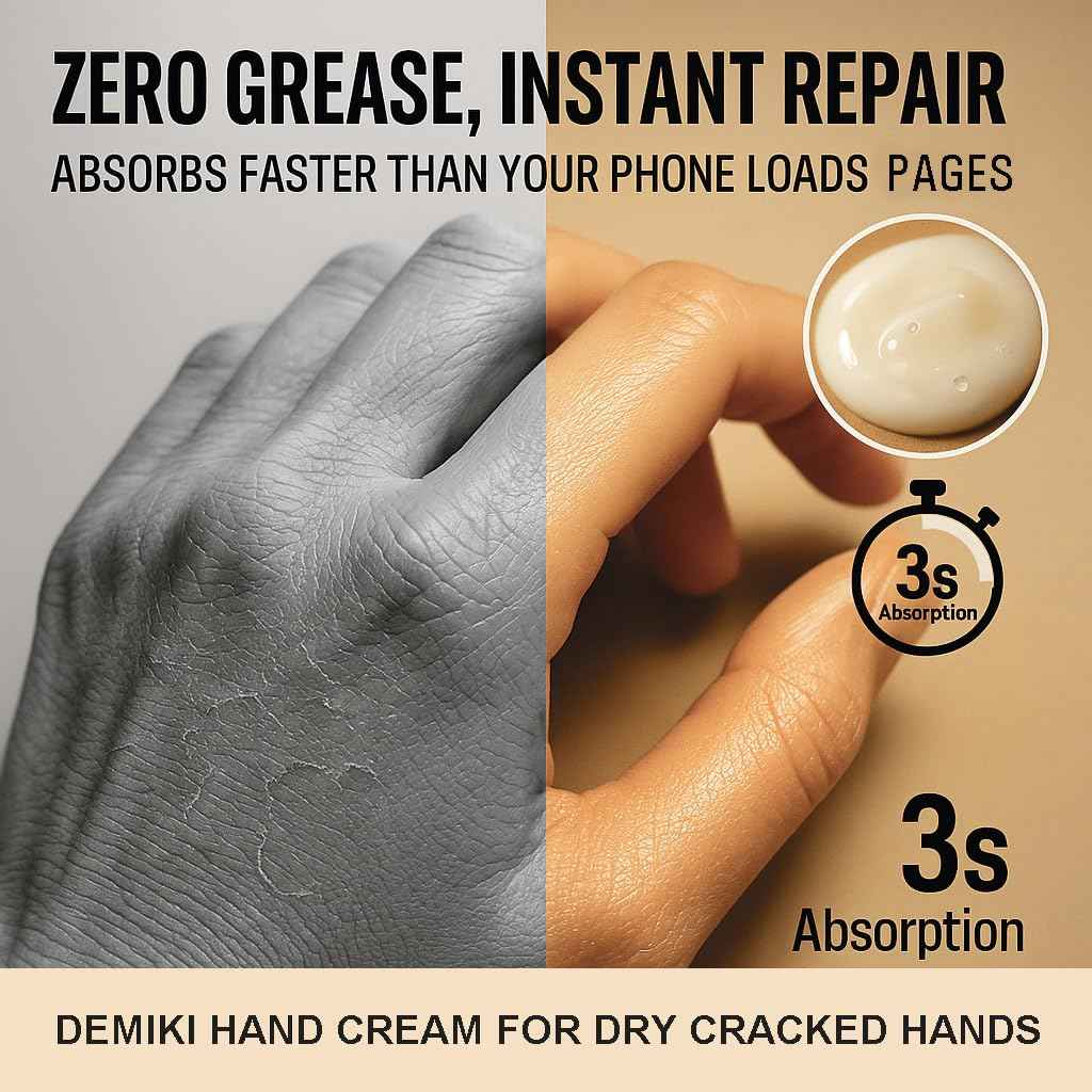 DEMIKI Shea Butter Hand Cream for Dry Cracked Hands,Japanese Skin Care Hand Lotion with Shea Butter, Coconut Oil, Hand Cream for Women,Travel Essentials,Travel Size 2pcs/50gx2/1.7fl.ozx2