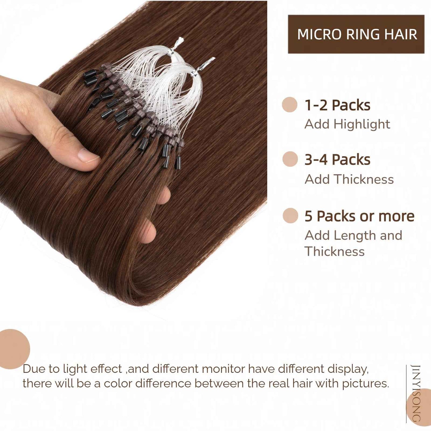 Microlink Hair Extensions Human Hair Brown Bead Hair Micro Beads Hair Extensions 16" Remy Hair Extension 1g/s 50g #4 Micro Loop Hair Extension for Women