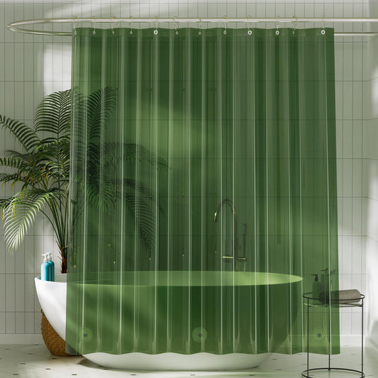 Titanker Shower Curtain Liner, Plastic Shower Liner PEVA 72 x 72 Lightweight Waterproof Shower Curtains for Bathroom with Magnets and Grommets, Dark Green