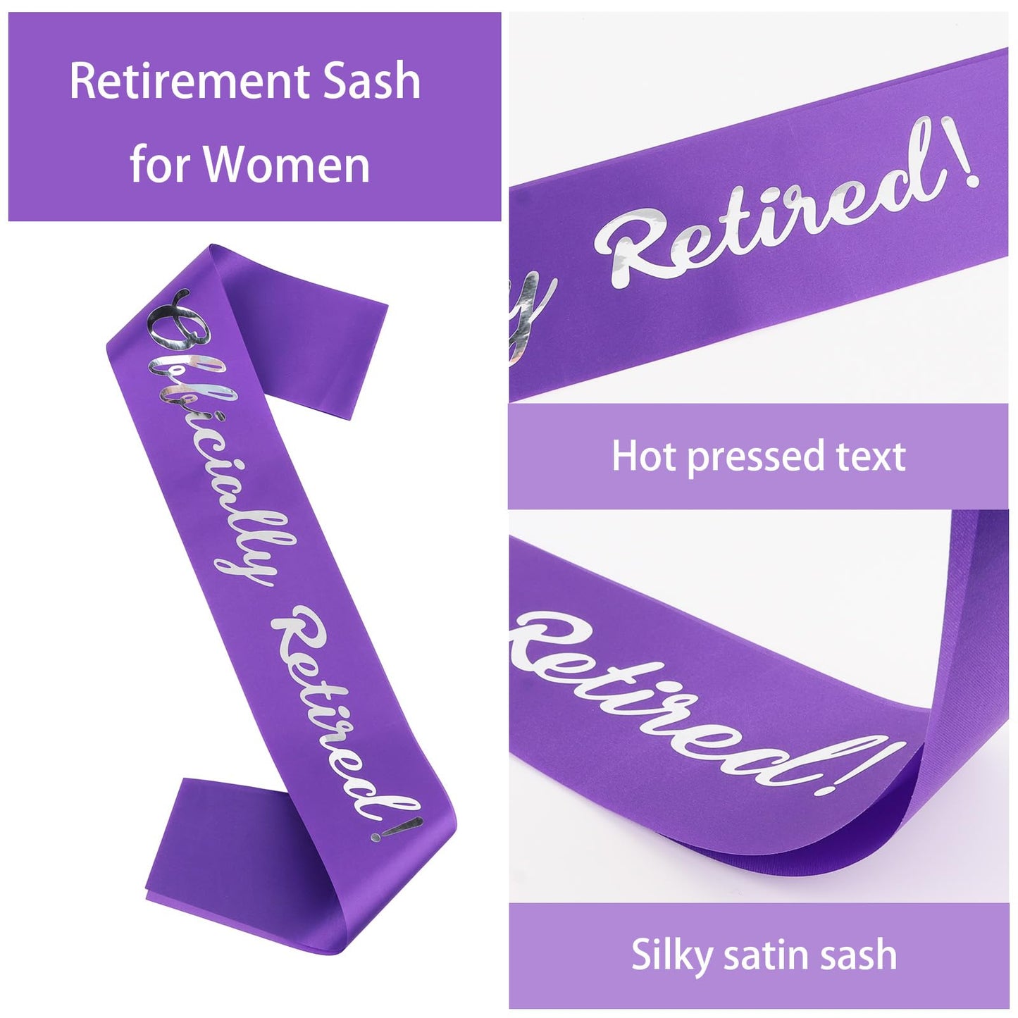 Semato Retirement Gift for Woman Purple Retirement Sash & Retired Tiara Kit Happy Retirement Party Decorations Best Retirement Gifts