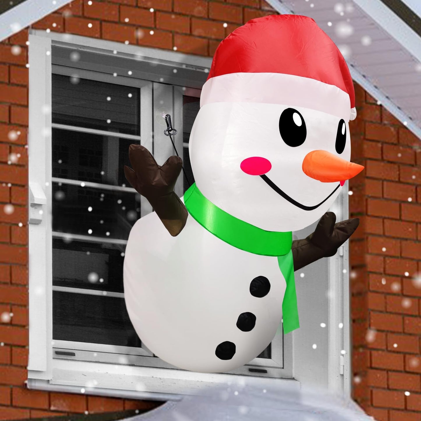 TURNMEON 3.5Ft Christmas Inflatable Decoration Outdoor Santa Snowman Broke Out from Window with Built-in LED Lights Blow Up Yard Christmas Decoration Outside Indoor Holiday Garden Lawn Home Xmas Decor