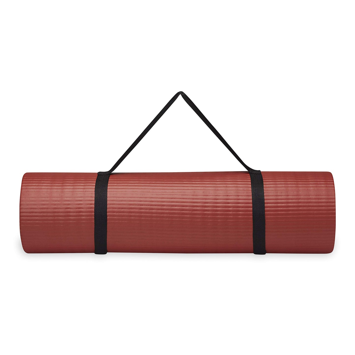 Gaiam Essentials Thick Yoga Mat Fitness & Exercise Mat with Easy-Cinch Carrier Strap, Red, 72"L X 24"W X 2/5 Inch Thick