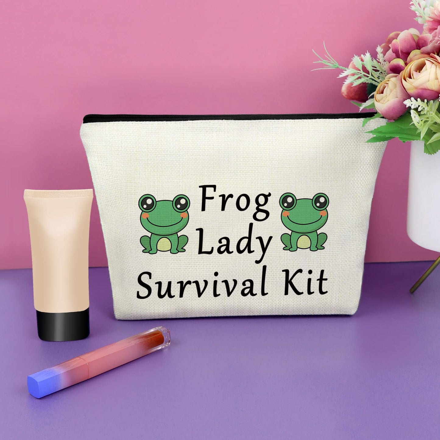 Sazuwu Frog Lady Gifts Frog Lover Gifts for Girl Makeup Bag Animal Lover Gift Birthday Gifts for Friend Female Cosmetic Bag Friendship Gifts for Women Christmas Gifts for Her Travel Pouch