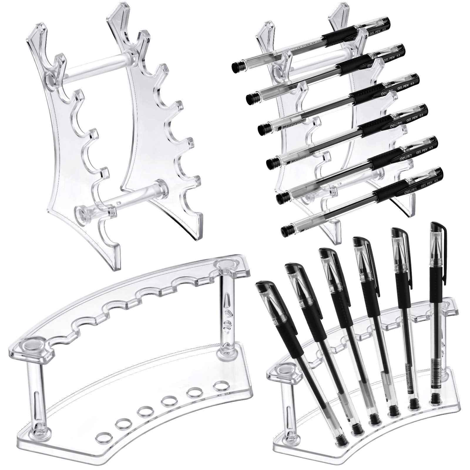 Teling 4 Pieces Pen Display Stand Acrylic pen Holder Clear Pen Stand Rack Organizer Nail Brush Holder Stand for Make Up Brush