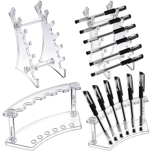 Teling 4 Pieces Pen Display Stand Acrylic pen Holder Clear Pen Stand Rack Organizer Nail Brush Holder Stand for Make Up Brush