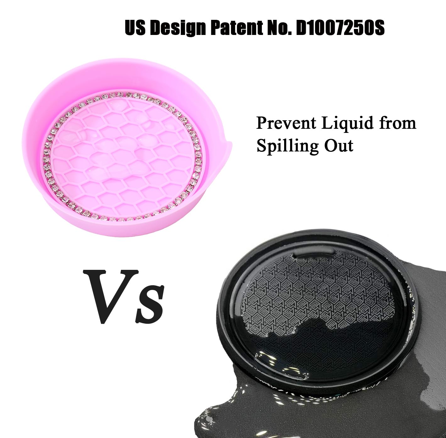 Amooca Car Cup Coaster Universal Non-Slip Cup Holders Bling Crystal Rhinestone Car Interior Accessories 2 Pack Pink