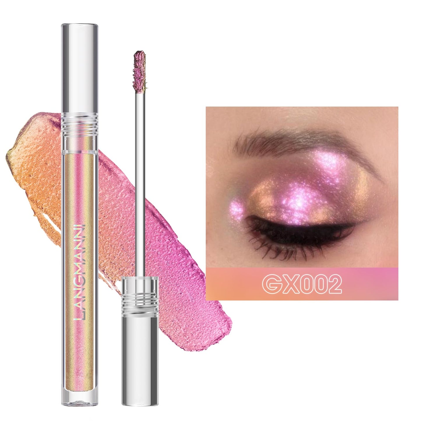 Jolilab Metallic Liquid Chameleon Eyeshadow, Multi-Dimensional Eye Looks, Long-lasting Holographic Glitter Multichrome Eyeshadows Makeup (#Ember+#GX002)