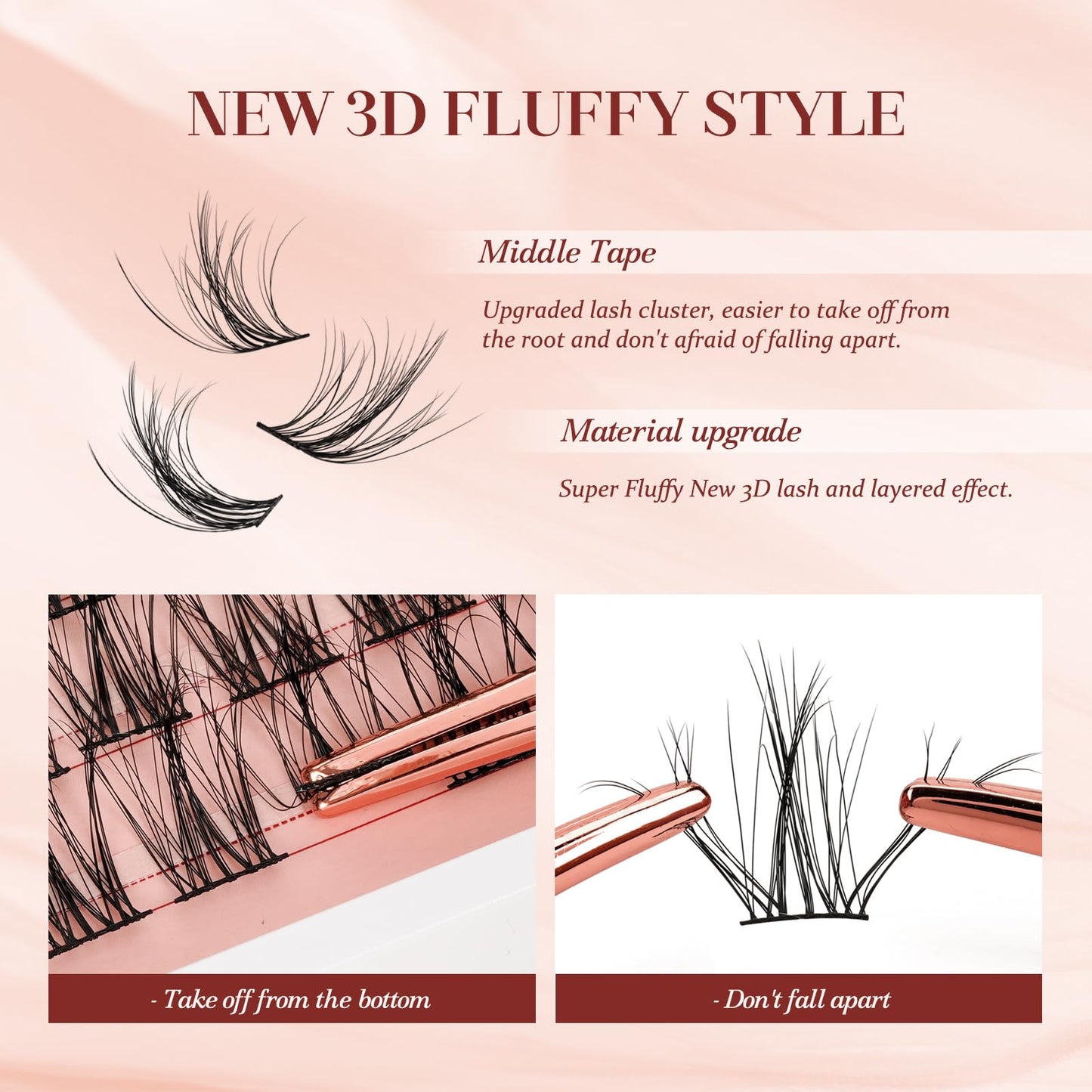 Higu clace Cluster Lashes 140Pcs, 3D Multiple Layers Eyelash Clusters 18mm, Fluffy Lash Clusters D Curl, Curled and Lightweight DIY Lash Extension Large Tray (3D Curled 18mm)