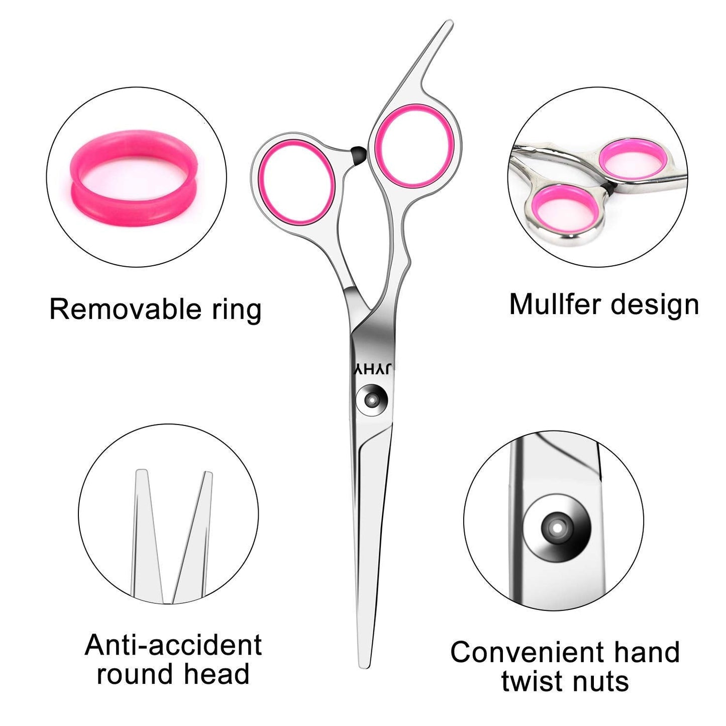 Professional Hair Cutting Scissors Shears Barber Thinning Set Kit- Family Hair Cutting,Barber Hair Cutting Tool Thinning texturizing/Pink 6"