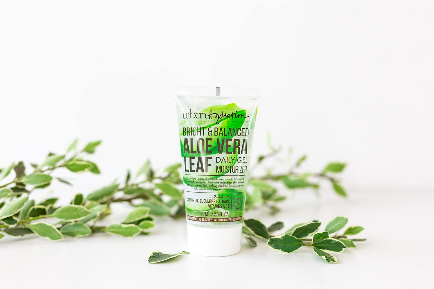 Urban Hydration Bright & Balanced Aloe Vera Leaf Facial Gel Moisturizer | Lightweight, Hydrates, Reduces Inflammation, Fights Acne, Anti-Aging Benefits For Smooth Skin, All Skin Types | 2.5 Fl Ounce