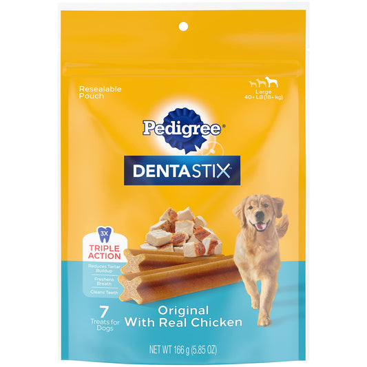 PEDIGREE DENTASTIX Large Dog Dental Treats Beef Flavor Dental Bones, 7 Count (Pack of 14)