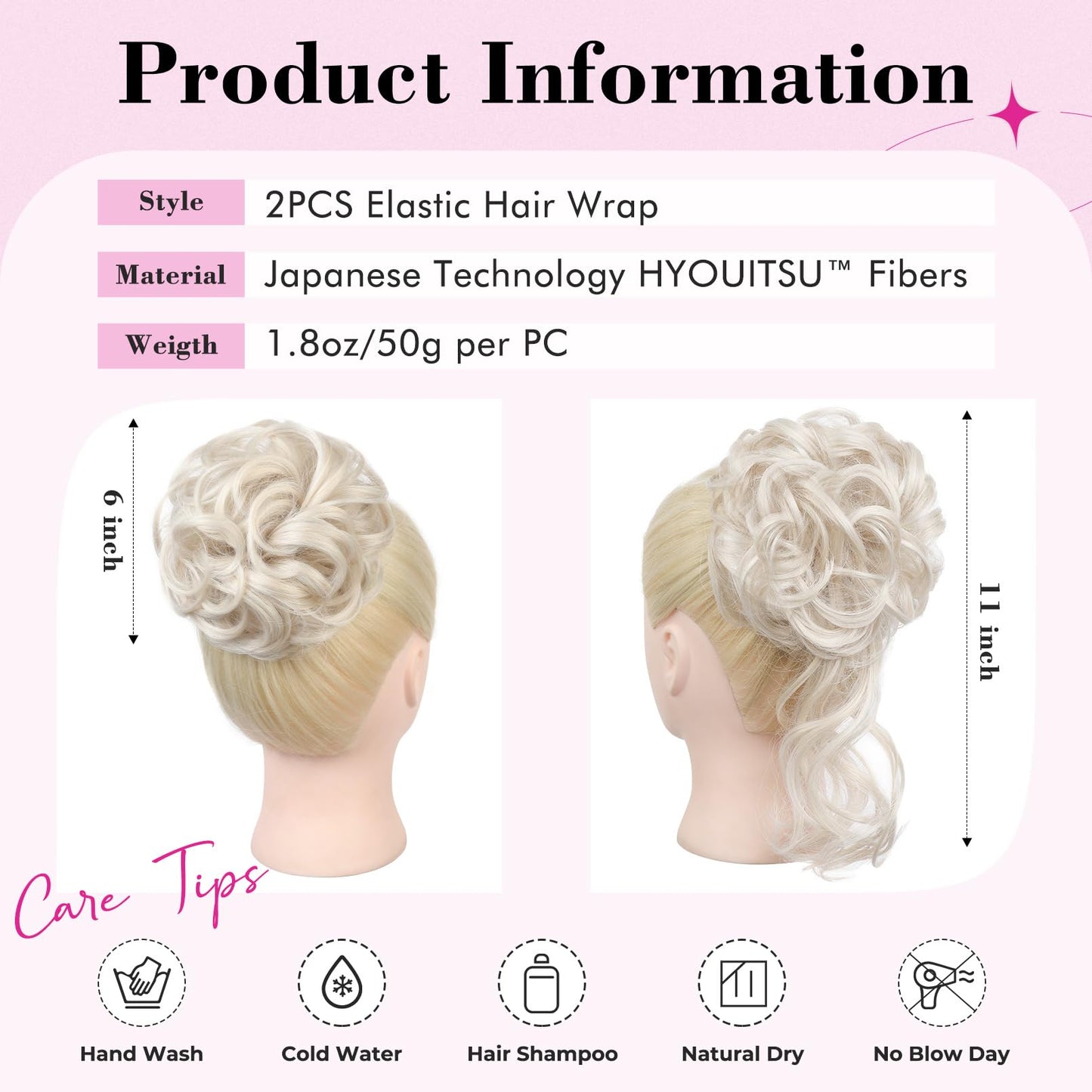 REECHO Messy Bun Hair Piece, 2 Styles Classic Tousled Updo Elastic Hair Bun Scrunchies Fake Hair Bun Donut Ponytail Extensions Messy Hair Bun Accessories for Women - Platinum Blonde