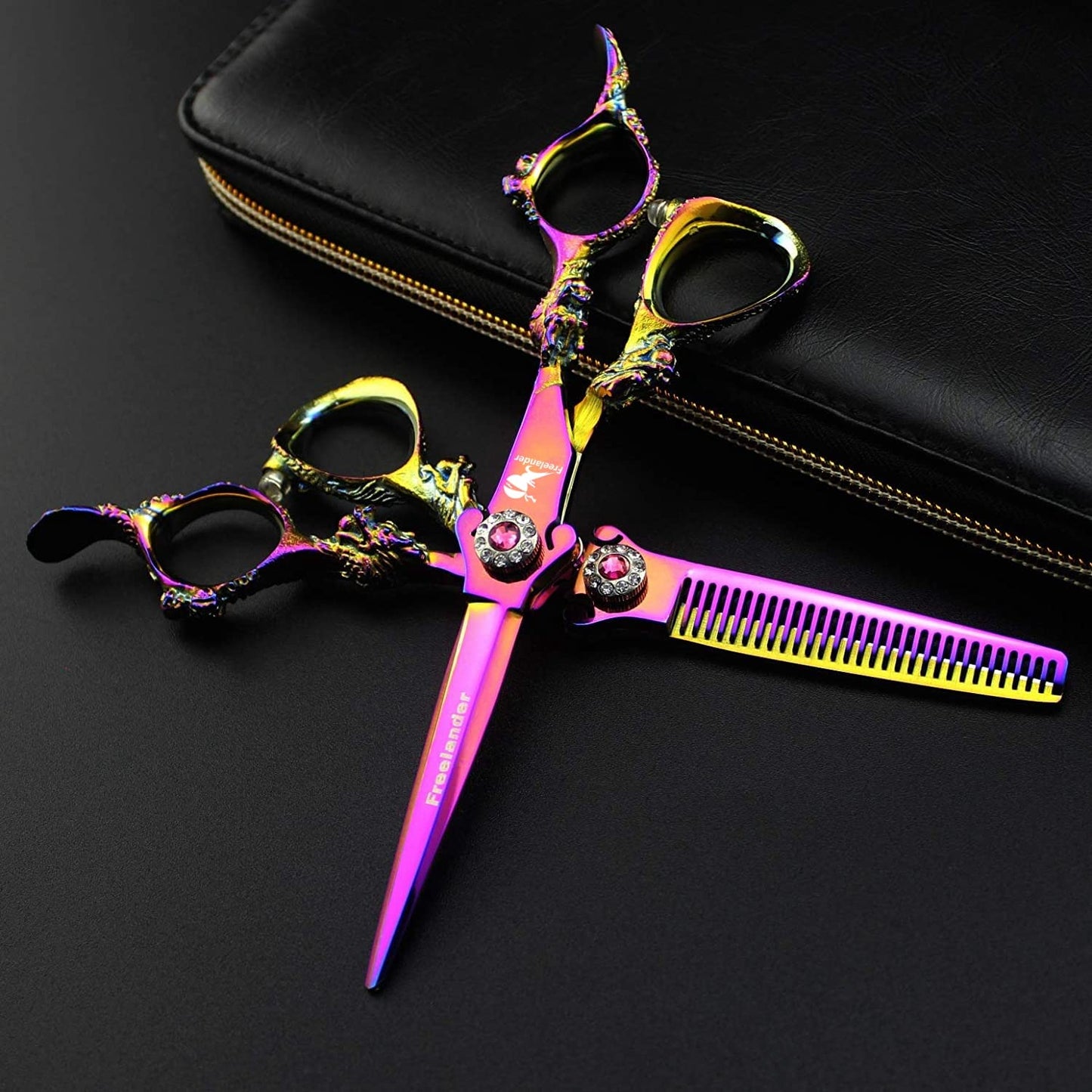 6.0" Professional Japan 440C Hair Cutting Shears - Salon Hair Blending/Thinning/Texturizing Scissor for Barber or Home Use