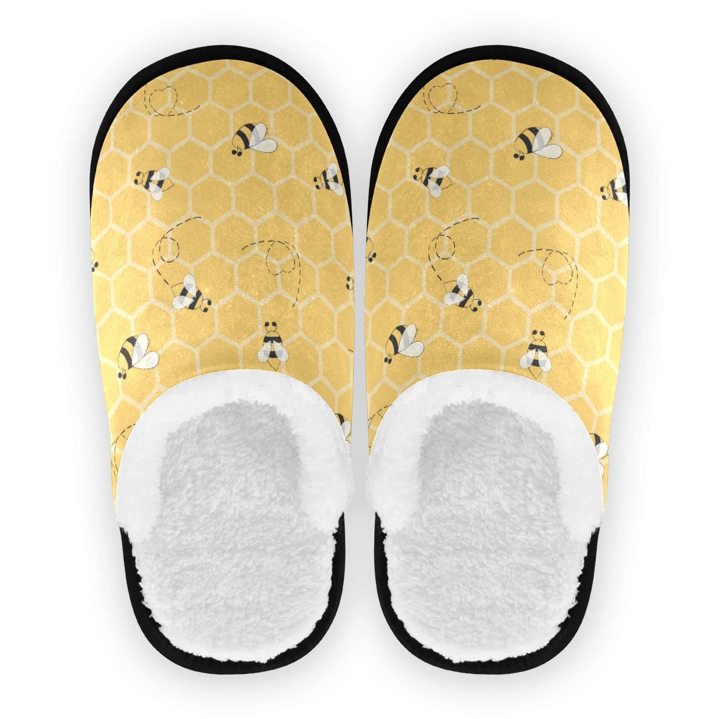 Yellow Bees Spa Slippers Honey Honeycombs House Slippers Memory Foam Slippers Indoor Outdoor Non-Slip Home Shoes M for Men Woman