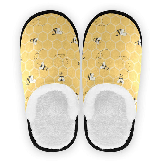 Yellow Bees Spa Slippers Honey Honeycombs House Slippers Memory Foam Slippers Indoor Outdoor Non-Slip Home Shoes M for Men Woman